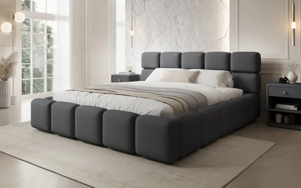 Designer Polsterbett Matilda Stoff mit Stauraum