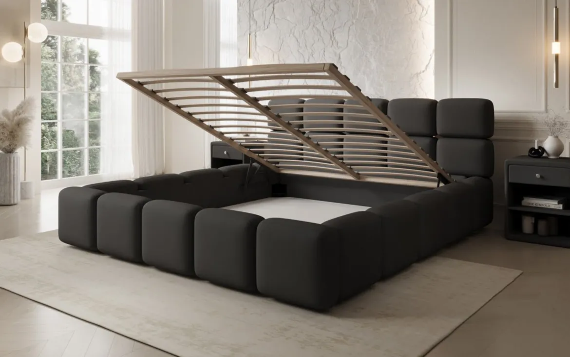 Designer Polsterbett Matilda Stoff mit Stauraum