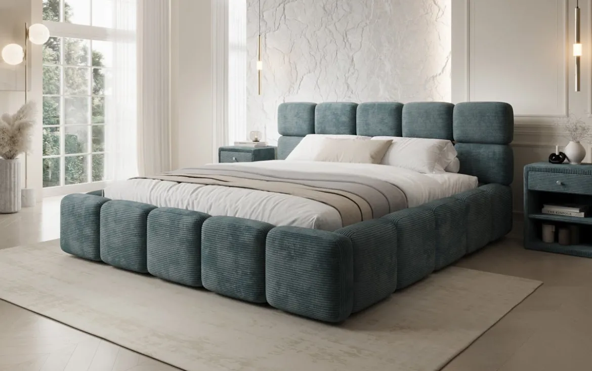 Designer Polsterbett Matilda Cord mit Stauraum