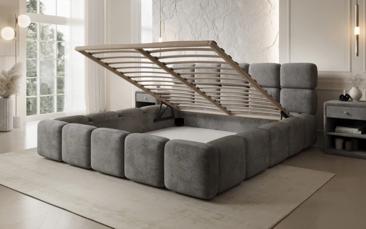 Designer Polsterbett Matilda Cord mit Stauraum