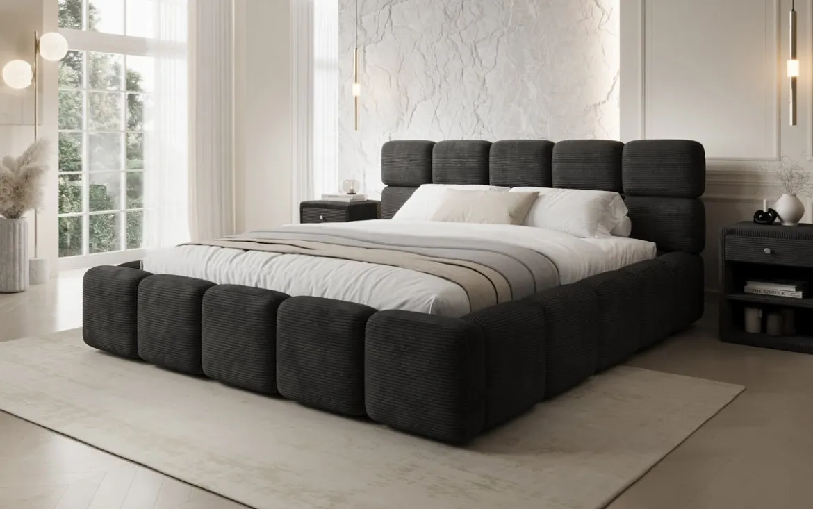 Designer Polsterbett Matilda Cord mit Stauraum