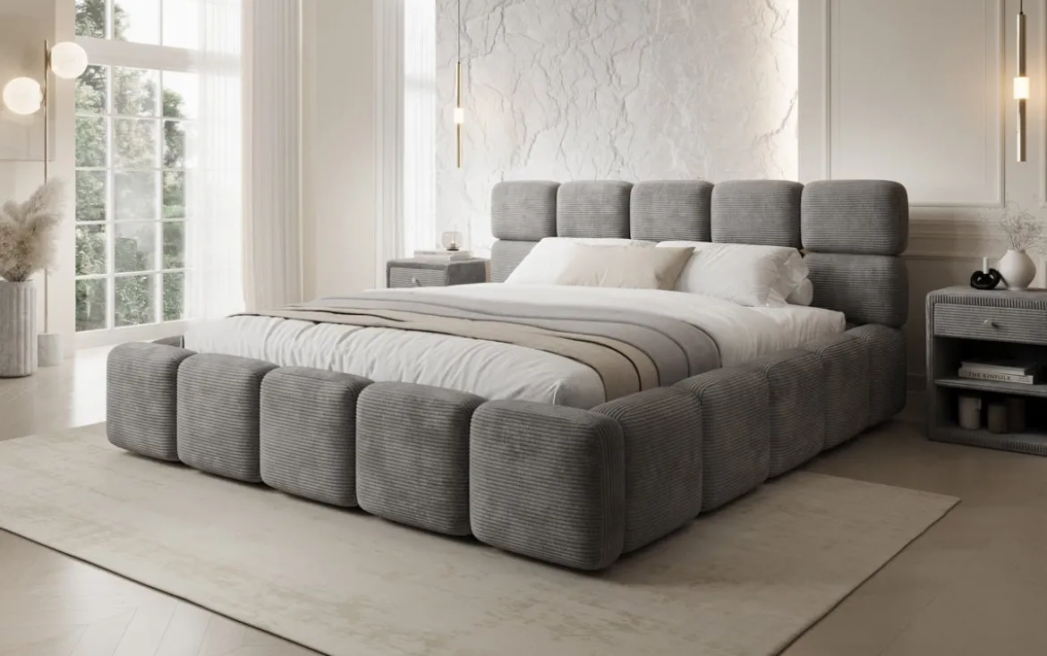 Designer Polsterbett Matilda Cord mit Stauraum