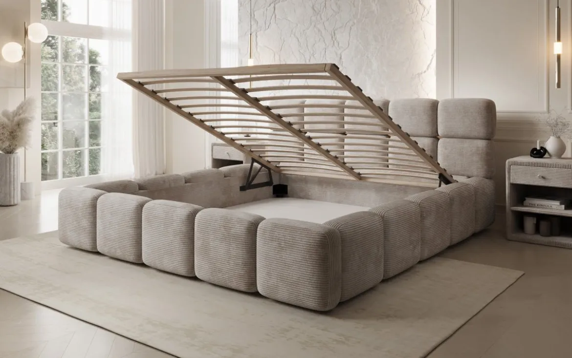 Designer Polsterbett Matilda Cord mit Stauraum