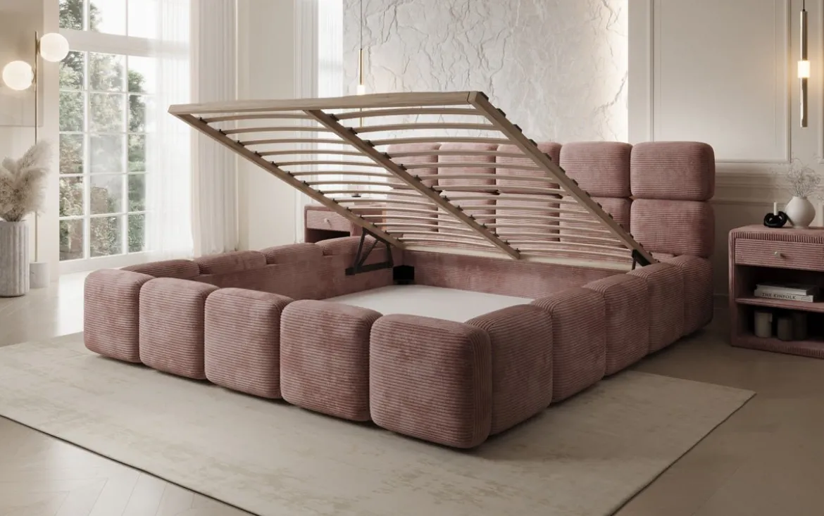 Designer Polsterbett Matilda Cord mit Stauraum