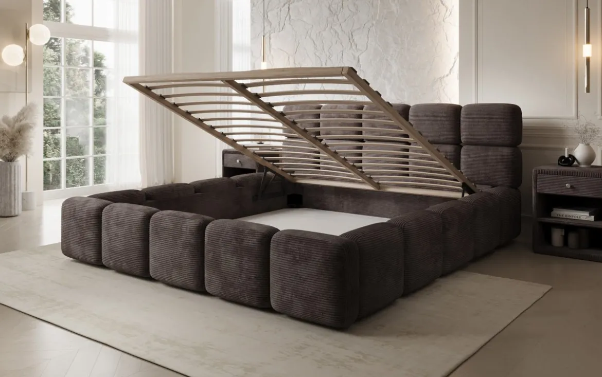 Designer Polsterbett Matilda Cord mit Stauraum