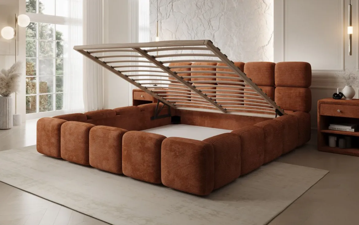 Designer Polsterbett Matilda Cord mit Stauraum