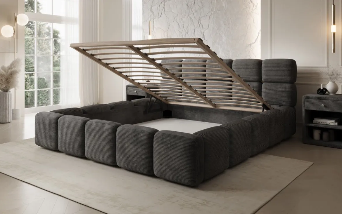 Designer Polsterbett Matilda Cord mit Stauraum