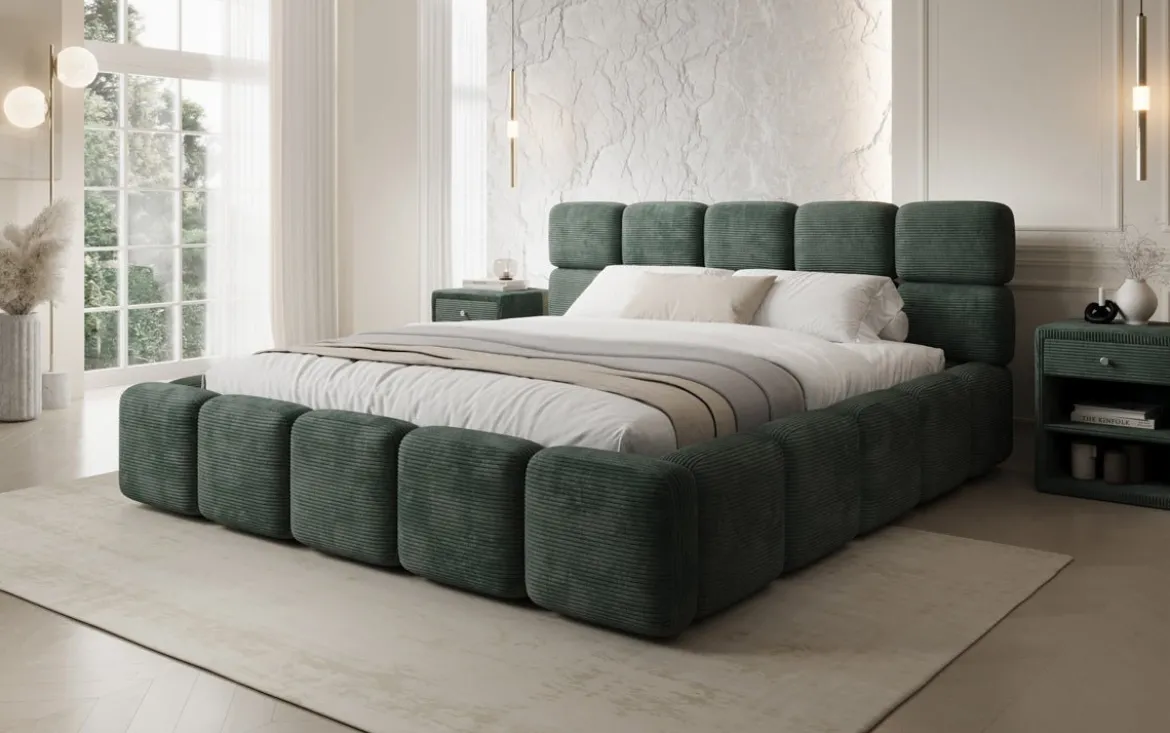 Designer Polsterbett Matilda Cord mit Stauraum
