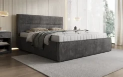 Designer Polsterbett Merry in Cord mit Stauraum