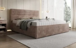 Designer Polsterbett Merry in Cord mit Stauraum