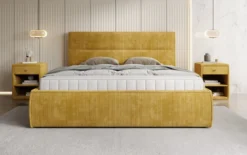 Designer Polsterbett Merry in Cord mit Stauraum