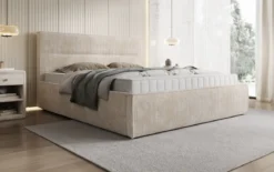 Designer Polsterbett Merry in Cord mit Stauraum