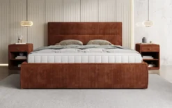 Designer Polsterbett Merry in Cord mit Stauraum