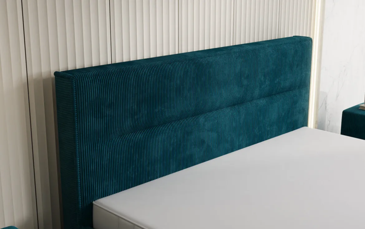 Designer Polsterbett Merry in Cord mit Stauraum