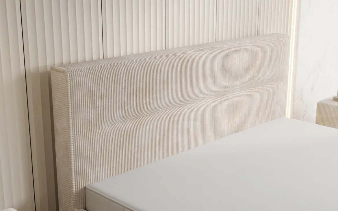 Designer Polsterbett Merry in Cord mit Stauraum