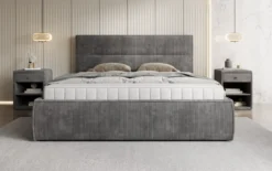 Designer Polsterbett Merry in Cord mit Stauraum