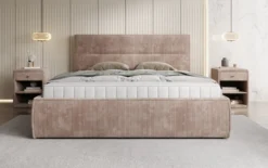 Designer Polsterbett Merry in Cord mit Stauraum