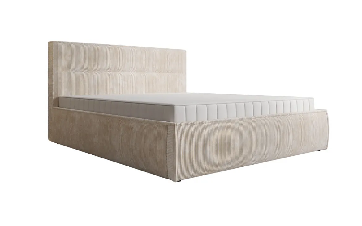 Designer Polsterbett Merry in Cord mit Stauraum