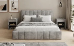 Designer Polsterbett Mila in Cord mit Stauraum