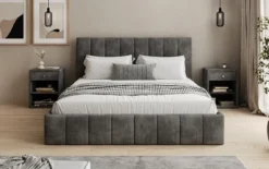 Designer Polsterbett Mila in Cord mit Stauraum
