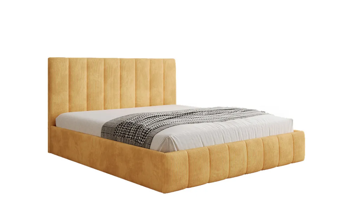 Designer Polsterbett Mila in Cord mit Stauraum
