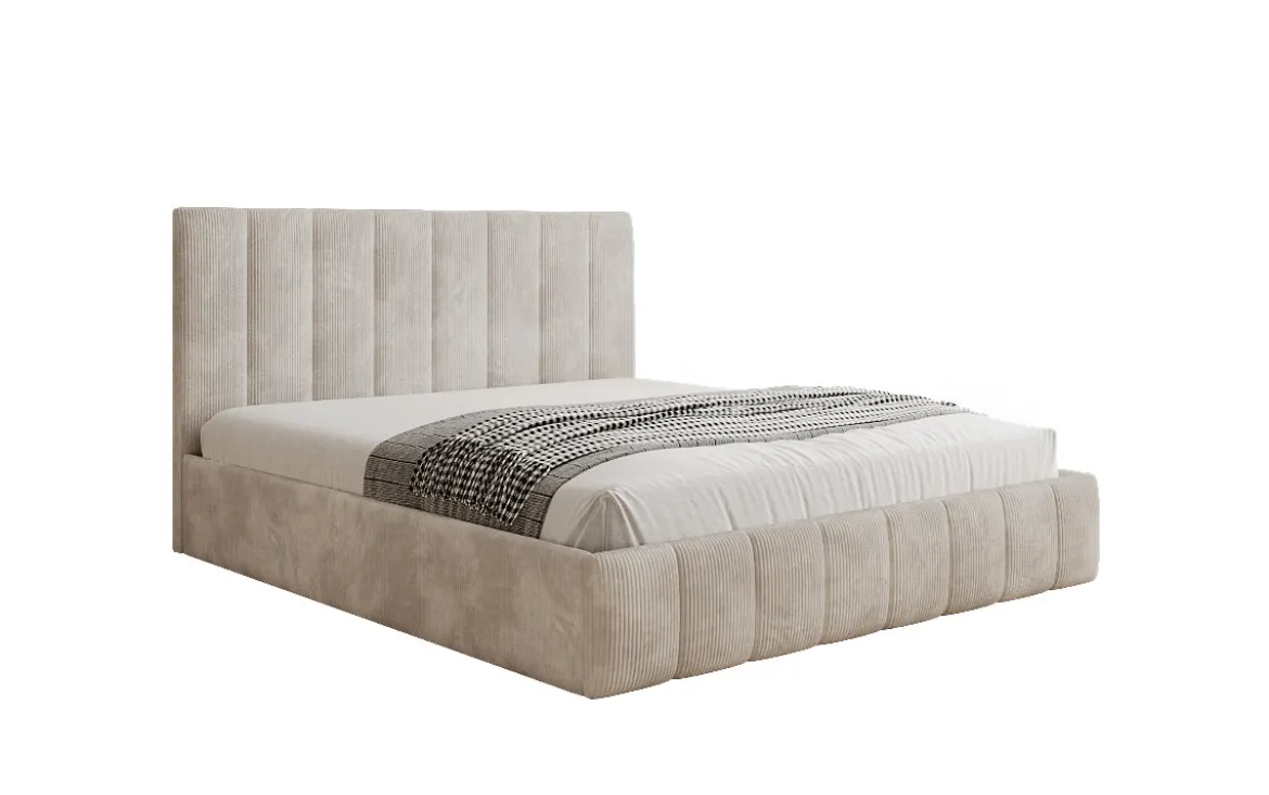 Designer Polsterbett Mila in Cord mit Stauraum