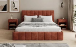 Designer Polsterbett Mila in Cord mit Stauraum