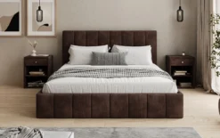 Designer Polsterbett Mila in Cord mit Stauraum