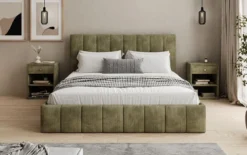 Designer Polsterbett Mila in Cord mit Stauraum