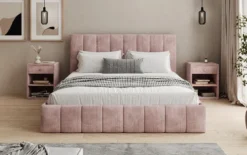Designer Polsterbett Mila in Cord mit Stauraum