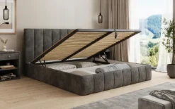 Designer Polsterbett Mila in Cord mit Stauraum