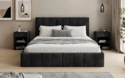 Designer Polsterbett Mila in Cord mit Stauraum