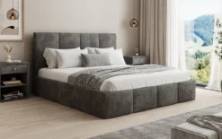 Designer Polsterbett Mina in Cord mit Stauraum