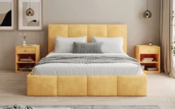 Designer Polsterbett Mina in Cord mit Stauraum