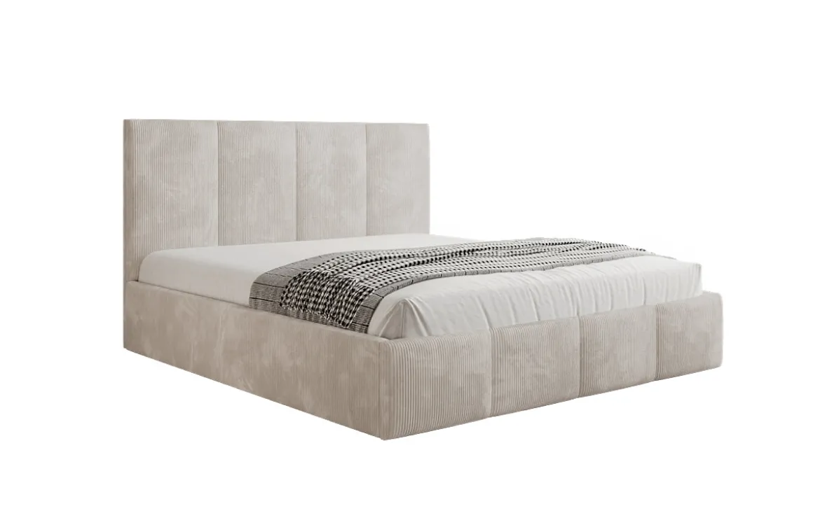 Designer Polsterbett Mina in Cord mit Stauraum