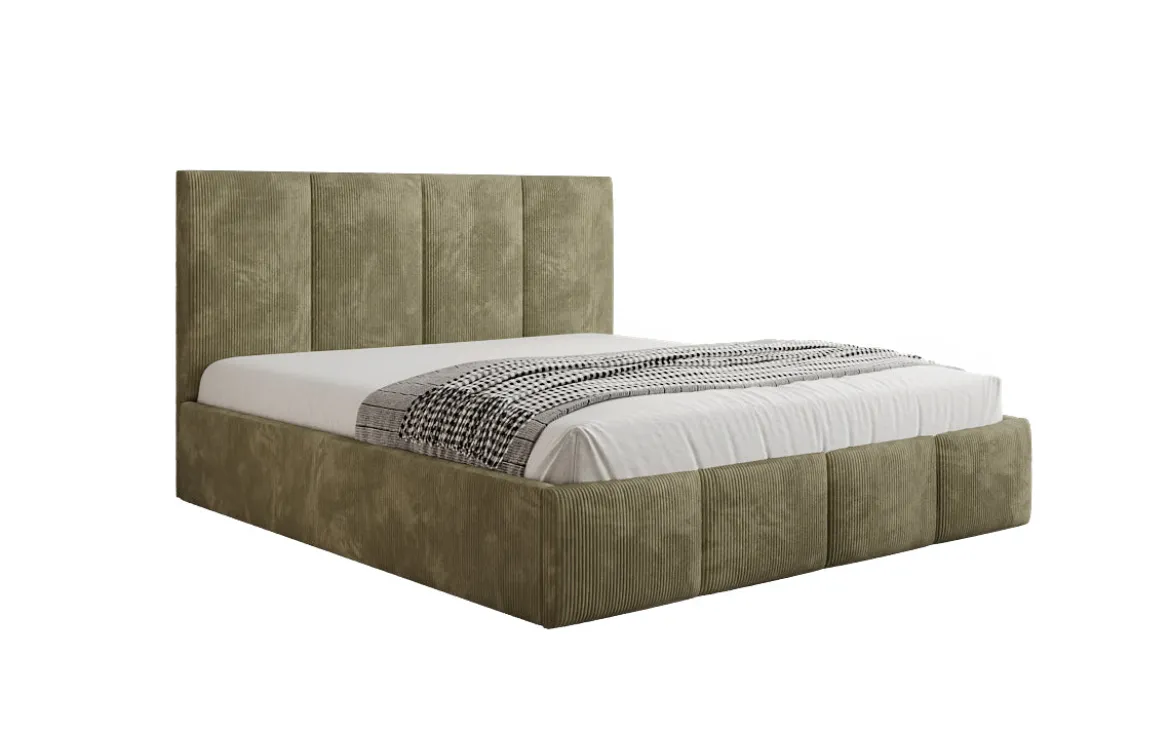 Designer Polsterbett Mina in Cord mit Stauraum