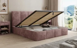 Designer Polsterbett Mina in Cord mit Stauraum