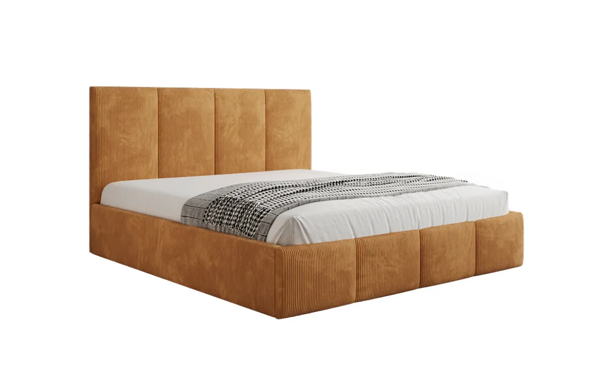 Designer Polsterbett Mina in Cord mit Stauraum