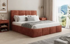 Designer Polsterbett Mina in Cord mit Stauraum