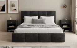Designer Polsterbett Mina in Cord mit Stauraum