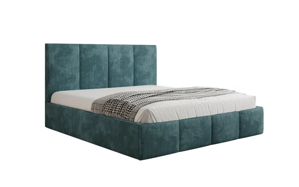 Designer Polsterbett Mina in Cord mit Stauraum