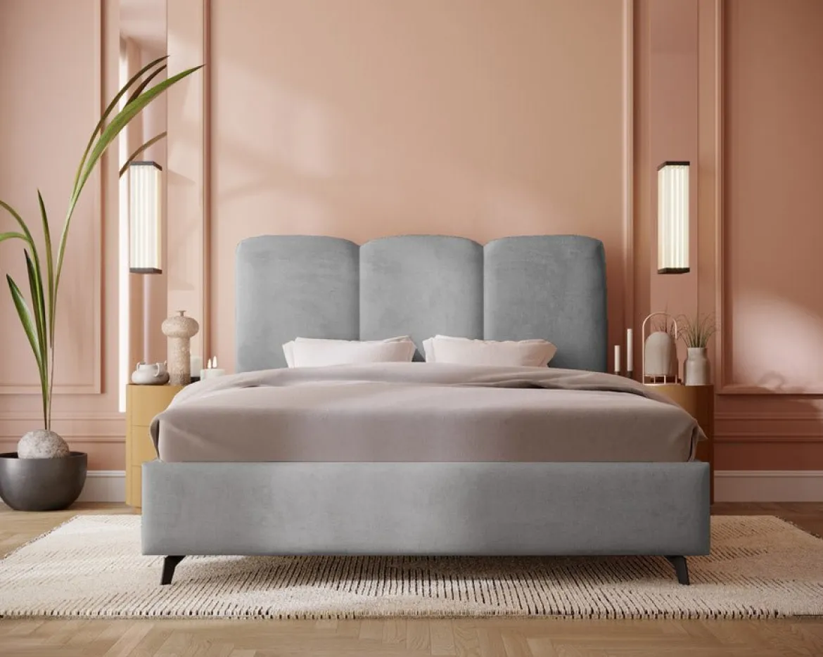 Designer Polsterbett Mirella in Samt ohne Stauraum