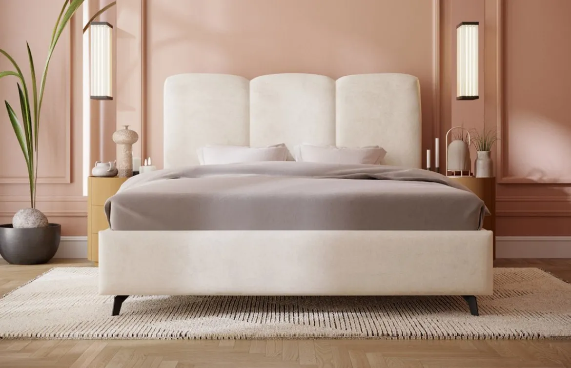 Designer Polsterbett Mirella in Samt ohne Stauraum