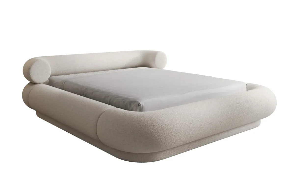 Designer Polsterbett Mochi in Teddy Bouclé mit Stauraum