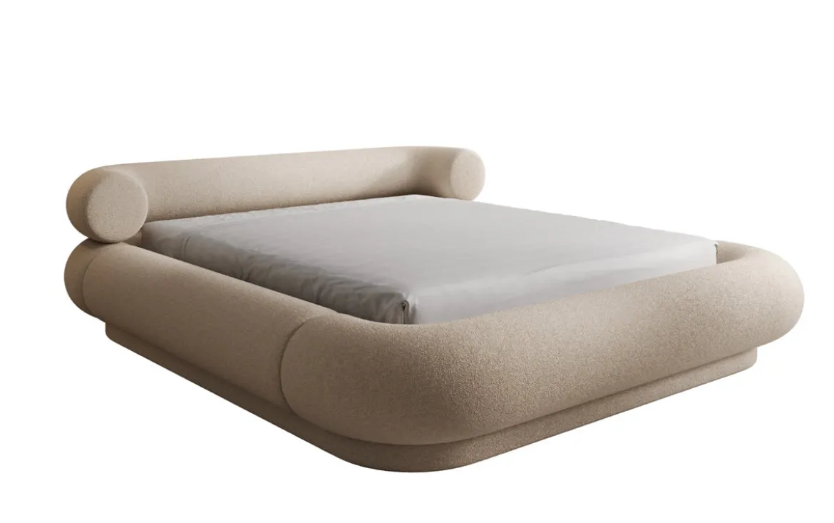 Designer Polsterbett Mochi in Teddy Bouclé mit Stauraum