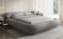 Designer Polsterbett Mochi in Teddy Bouclé mit Stauraum
