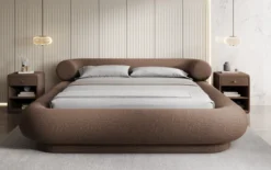 Designer Polsterbett Mochi in Teddy Bouclé mit Stauraum