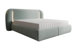 Designer Polsterbett Momo in Strukturstoff mit Stauraum und LED