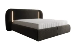 Designer Polsterbett Momo in Strukturstoff mit Stauraum und LED