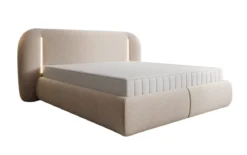 Designer Polsterbett Momo in Strukturstoff mit Stauraum und LED